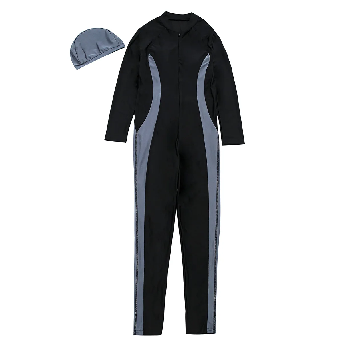 Fashionable Muslim Bathing Suit with Attached Hijab and Tummy Control Women's One-Piece Swimming Suit Buekini Musulmana Moslim
