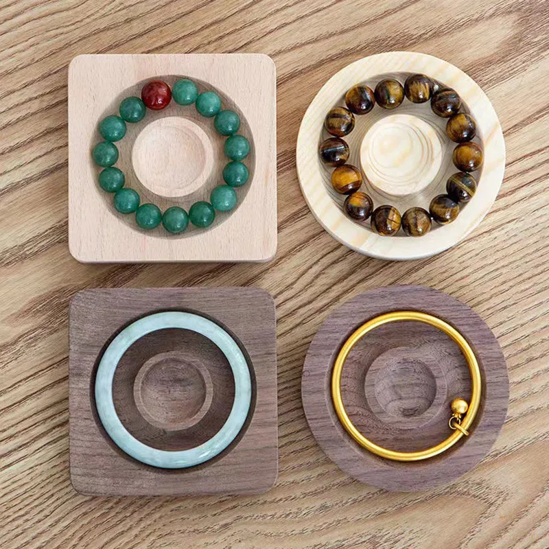 Natural Wooden Board for Bracelet Display Beading Tray Wrist Watch Bangle Holder Plate Round Square Wood Jewelry Display Case natural wooden board for bracelet display beading tray wrist watch bangle holder plate round square wood jewelry display case