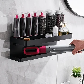 Adatto per Dyson Airwrap mensola a parete asciugatrice montaggio a parete mensola del bagno supporto per asciugacapelli in alluminio organizzatore del bagno 1
