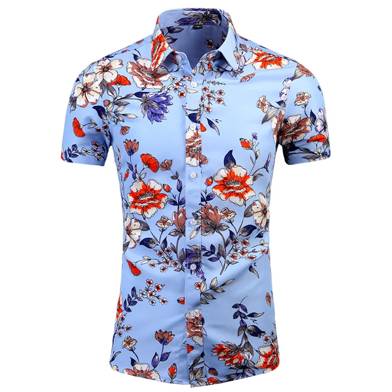 Men's Short Sleeve Shirt 2022 New Arrival Spring Summer Male Floral Shirt Plus Size Fashion 6XL 7XL b31