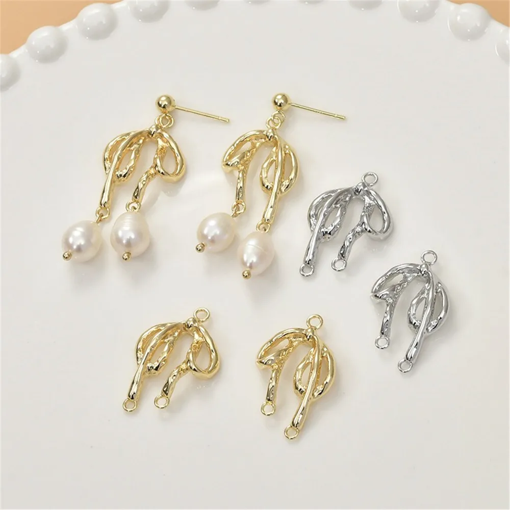 색상 유지 14K 구리 도금 진짜 금 귀여운 리본 펜던트 DIY 목걸이 팔찌 귀..