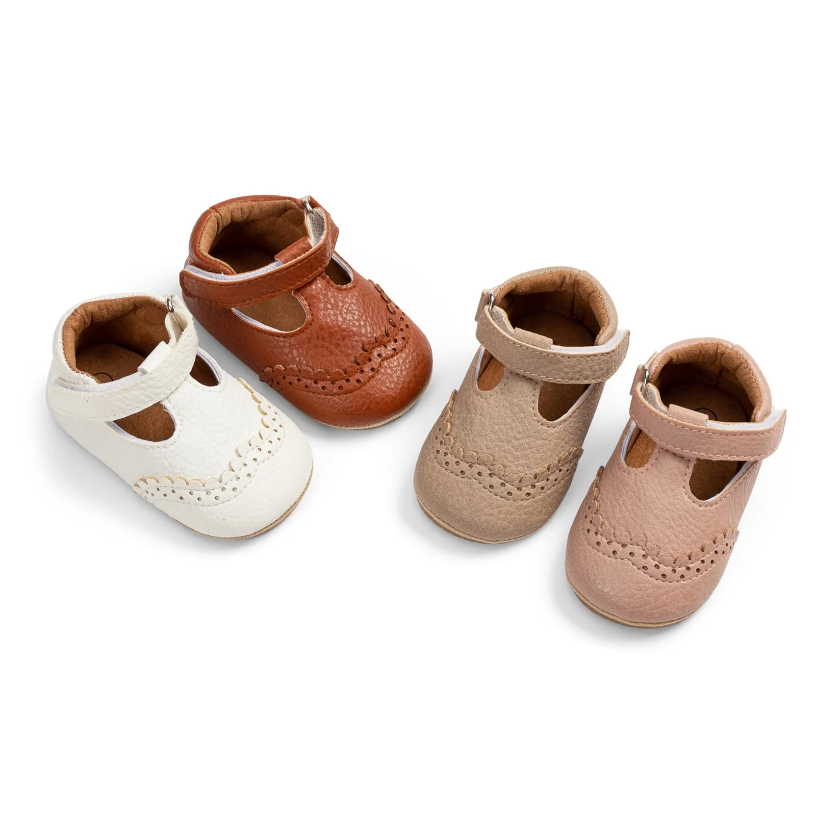 

EWODOS Toddler Baby Girls Cute Moccasinss Soft Sole Flower Trim PU Leather Flats Shoes First Walkers Non-Slip Princess Shoes