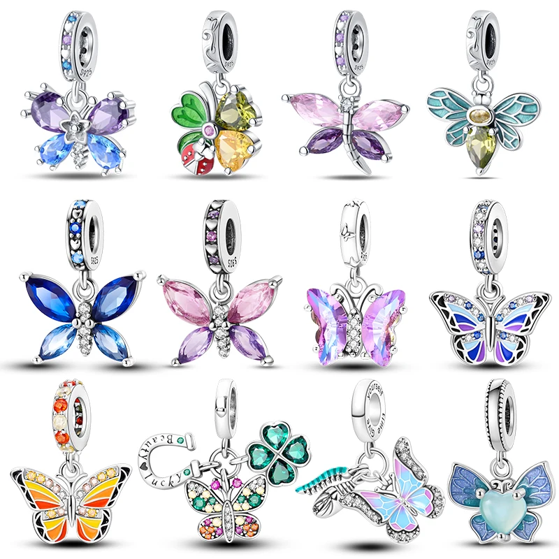 100 % 925 Sterling Silber, exquisiter kubischer Zirkon, Schmetterling, Biene, Marienkäfer, Charms, Bead, passend für Qikaola Original-Armband, feiner DIY-Schmuck