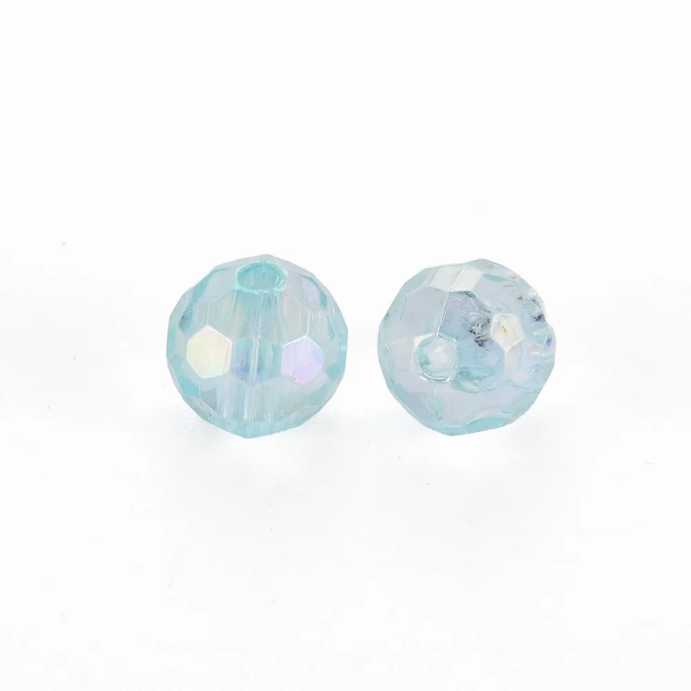 500g Transparent Acrylic Beads AB Color Round Faceted Deep Sky Blue 8mm Hole: 1.6mm about 1810pcs/500g