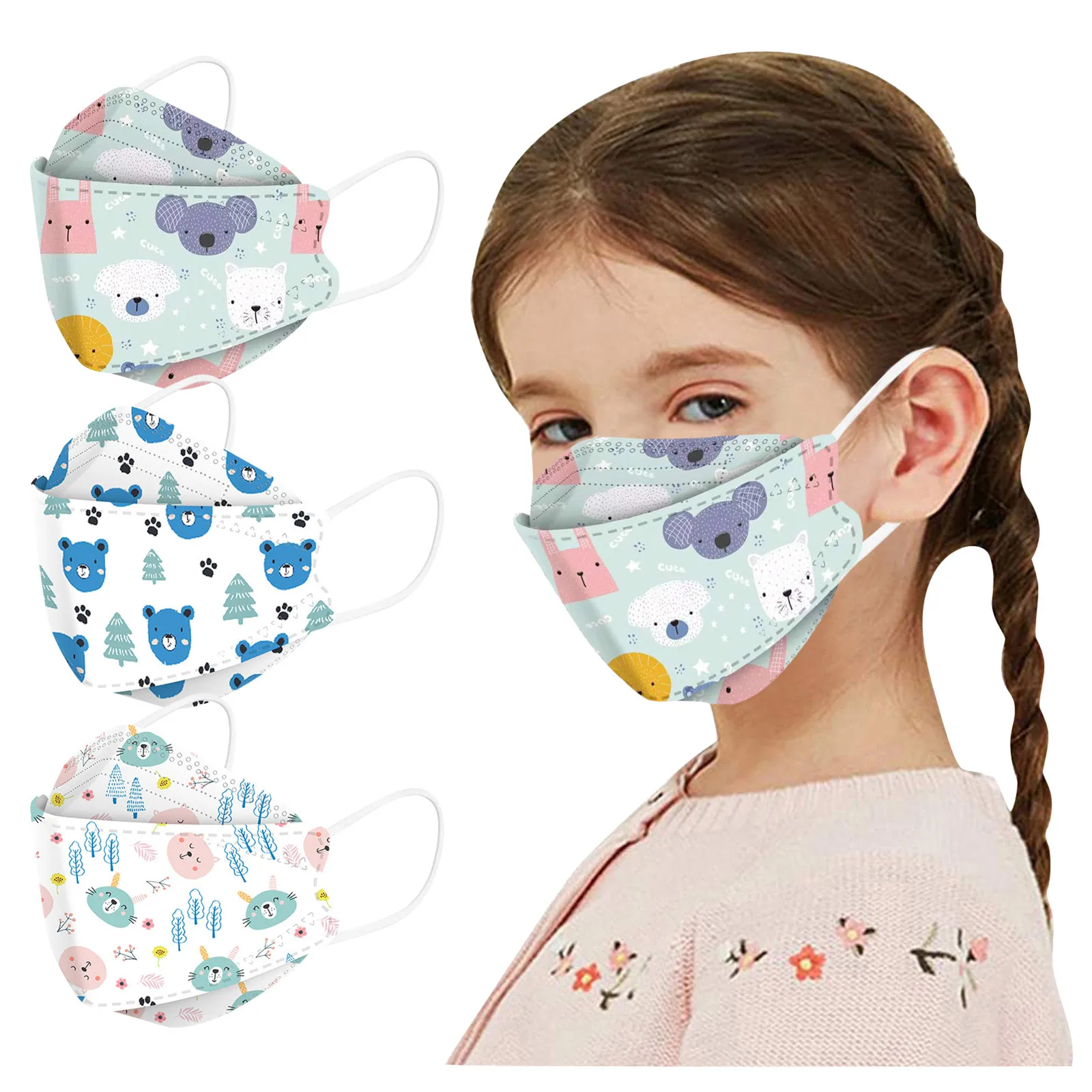 

B# Kids Children's Baby Mask Disposable Face Mask Cartoon 4Ply Ear Loop mouth cover cubreboca маска mascarilla faciales 2023