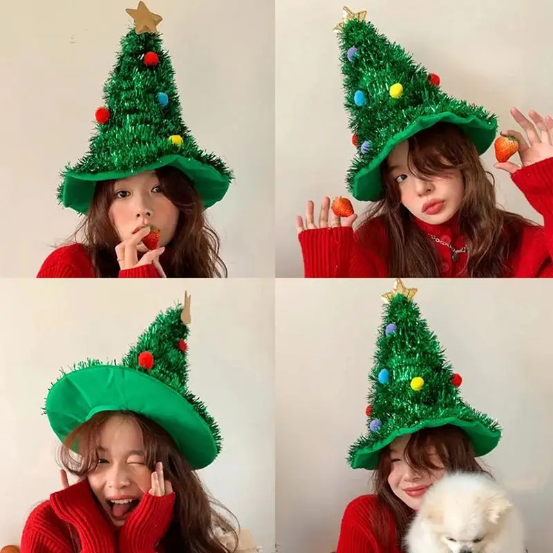 Christmas Tree Hats 47cm/18.5inch Party Hat Winter Holiday Decorations for Festive Party Supplies