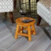 Carved Wooden Step Stool, Queen Bee, Natural 4