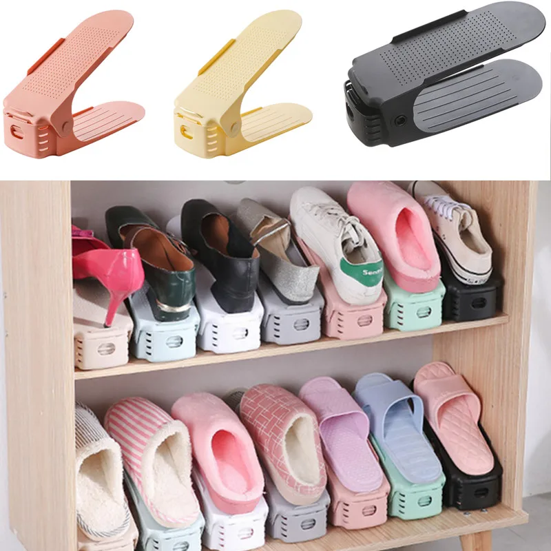 

2023 NEW 5Pcs Double Shelf Space Savers Shoe Rack Cabinets Shoe Storage Organizer Plastic Adjustable Shoes Warderobe Bedroom