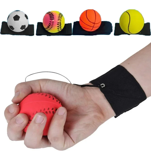1pcs Sponge Rubber Wrist Strength Handball Children's Toy Game Practice Bounce Elasticity Sports Nylon Rope Outdoor Toy Ball