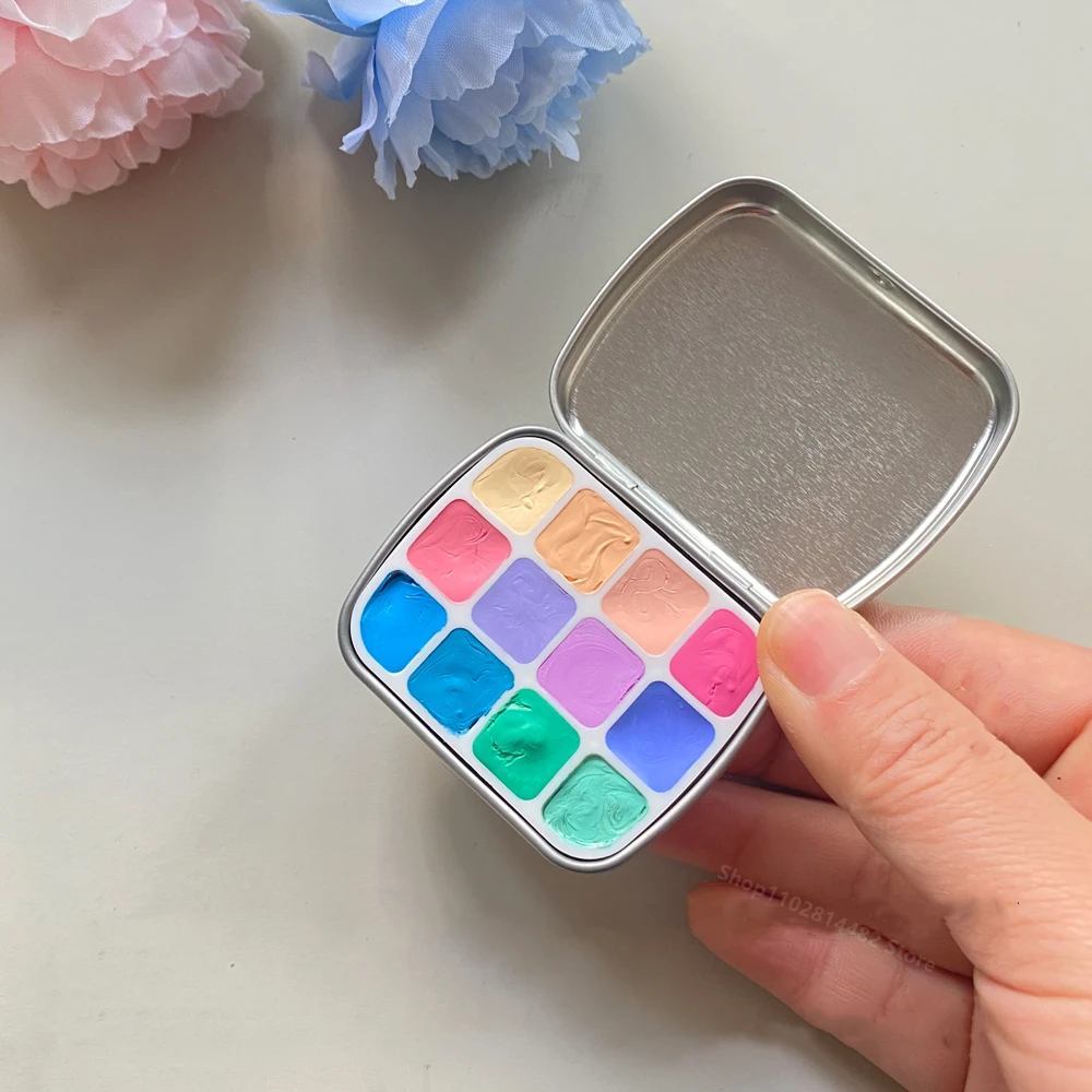 Empty 12/24-grid Mini Watercolor Box Portable Watercolor Palette Travel Painting Sketch Moisturizing Box Paint Art Supplies