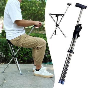 Foldable Cane with Portable Seat 1