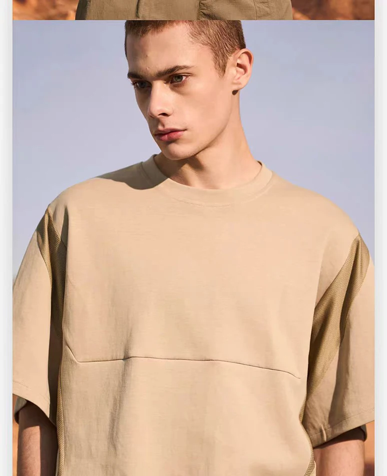 Subtraction of 24ss Patchwork loose T-shirt breathable mesh urban outdoor gorpcore lunarcore -