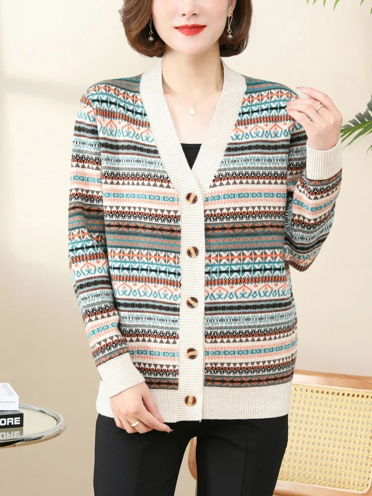 

Stripe Cardigans Sweater Women Autumn Knitted Sweater Top Femme Korean Fashion Single-breasted Female Cardigan