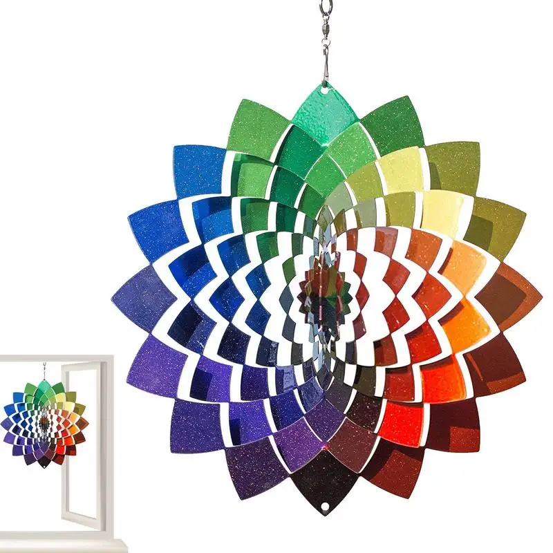 Spinning Wind Catcher 3D Metal Backyard Hanging Small Wind Spinners Arcobaleno Decorativo Wind Spinner Multi Color Spinner Patio