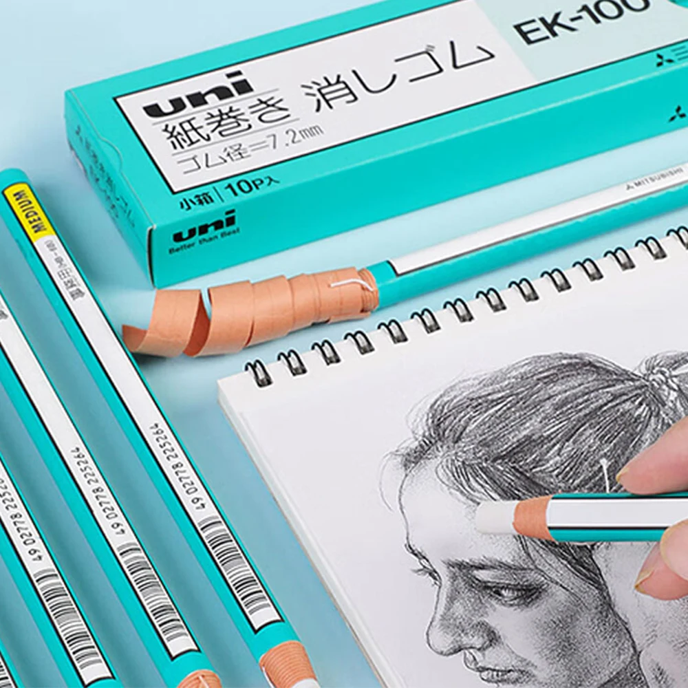 일본 UNI 연필 타입 슈퍼 지우개 EK-100, 학생 드로잉 스케치, 하이라이트 학교 문구 미술 용품, 3 개, 6 개
