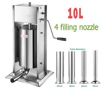 Machine à saucisses verticale en acier inoxydable, remplisseur de farce commercial, machine de remplissage manuelle, fabrication domestique, 3L, 5L, 7L, 10L