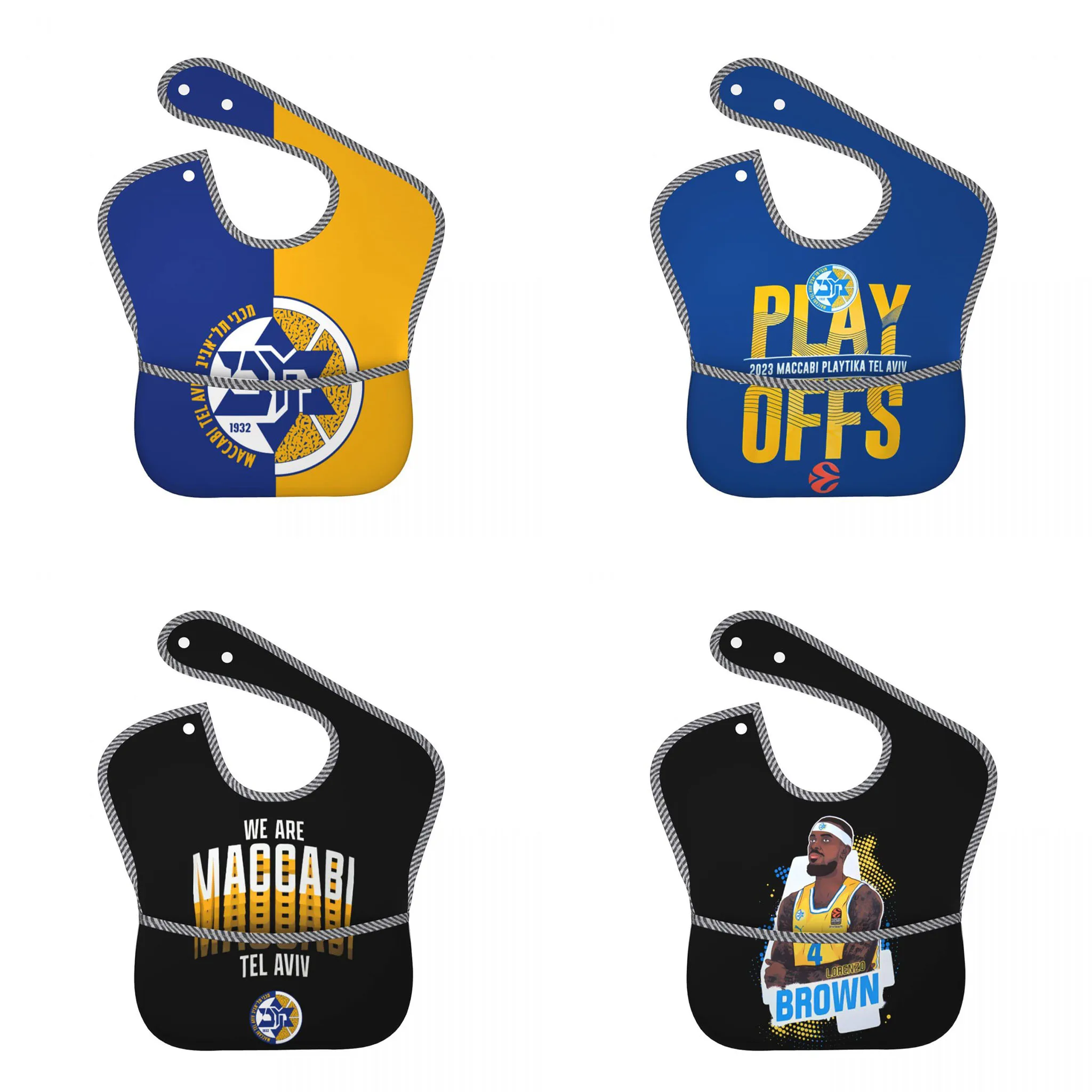 

Maccabi Tel Aviv Basketball Baby Bibs for Baby Boy or Girl, Adjustable Bib Baby and Toddler Bib for Eating, Waterproof Fabric