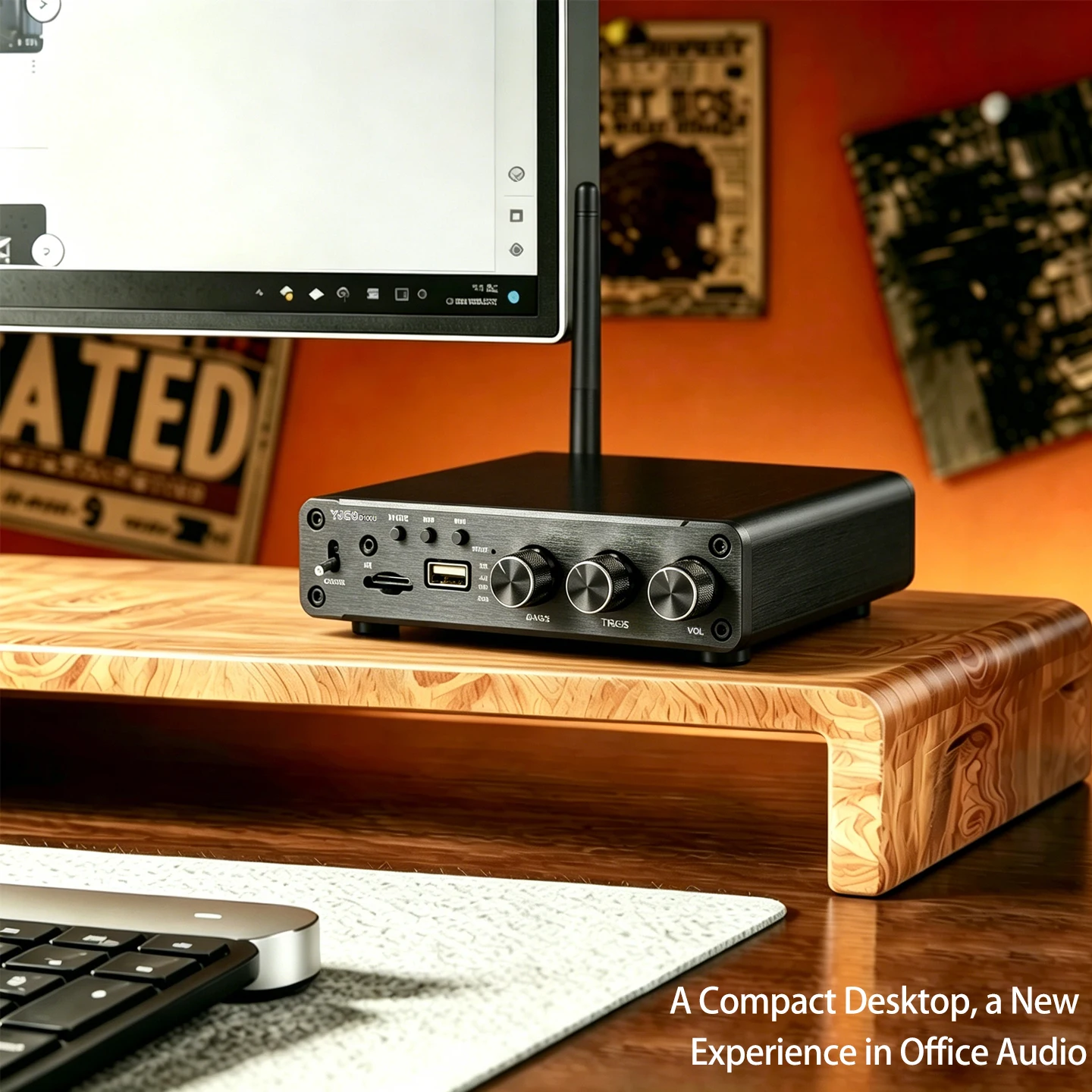 YJCO D100U 블루투스 5.4 스테레오 앰프 TPA3116 듀얼 채널 HiFi 파워 앰프 100W×2 홈 오디오 수신기 USB TF 올인원