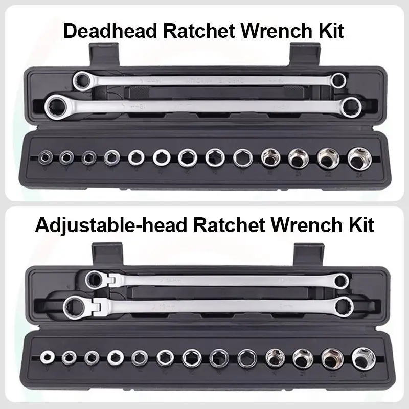 

15pcs Adjustable Ratchet Wrench Kit Chrome Vanadium Steel Torque Wrench Socket Set For Car Repair Hand Tools