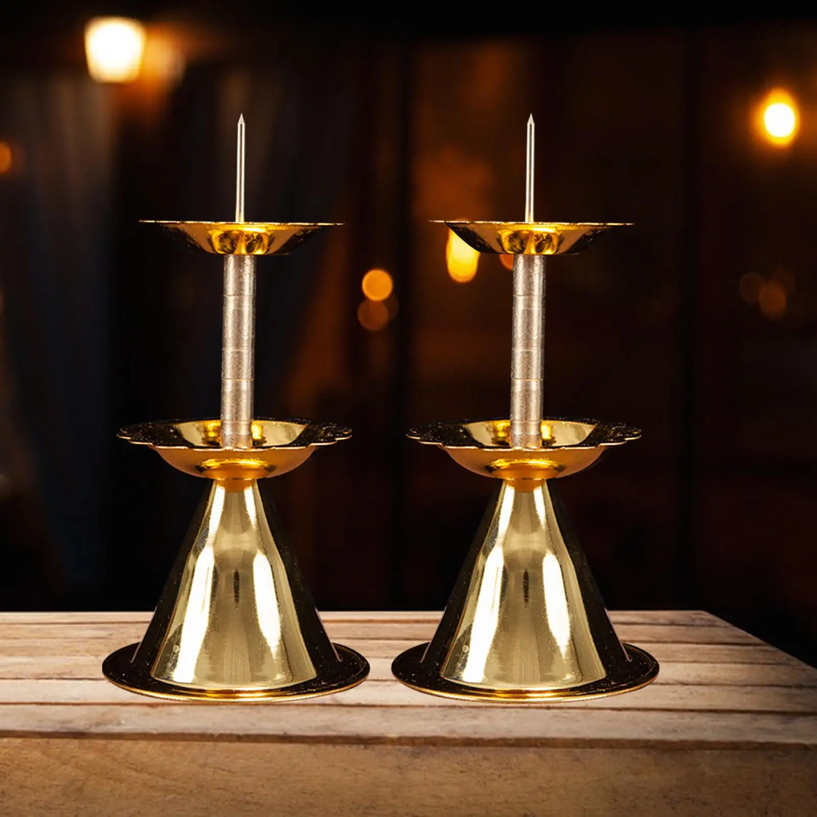 2Pcs Metal Candlestick Home Buddhist Tealight Candle Holders Candle Stand for Farmhouse Livingroom Fireplace Housewarming Mantel