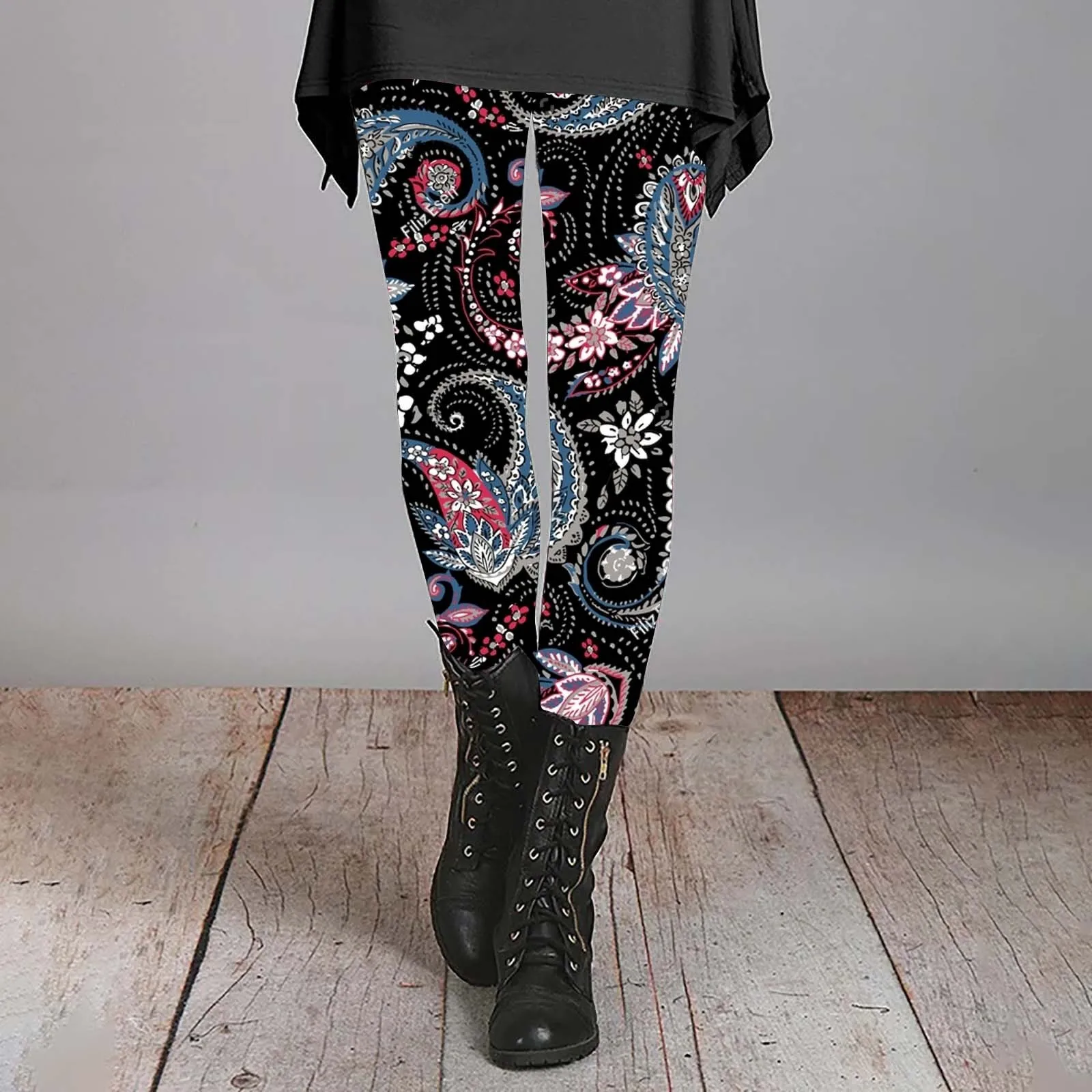 Women's Autumn And Winter Leggings Artistic Splash Printed Soft Stretchy Pants