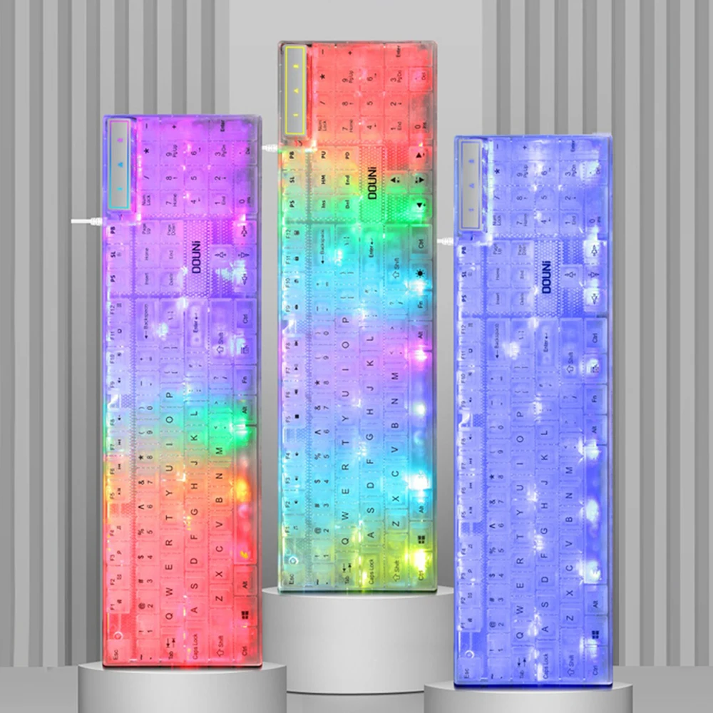 게임용 키보드 패션 멋진 엔지니어링 디자인 사일런트 RGB 키보드, 유선 키보드, 컬러블록 키캡 키보드
