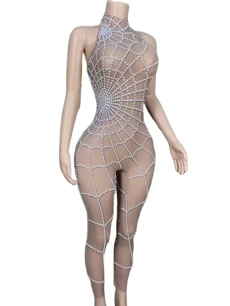 

High Quality Hot Diamond Jumpsuit 2024 New Fashion Customized Clothing