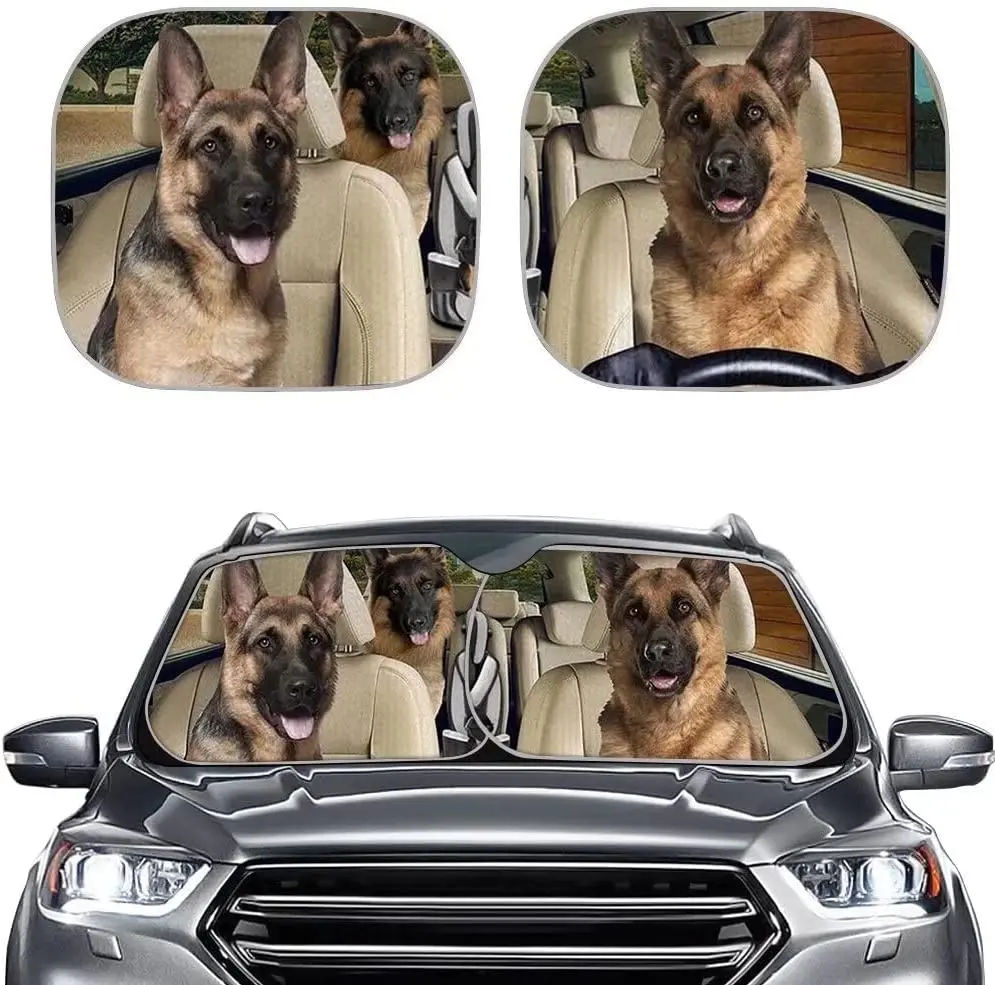 

Doojoayie Car Windshield Sunshade Funny Dog Driving a Car Folding Accordion Sun Shades Visor Front Window Sunshade Blocks UV Ray