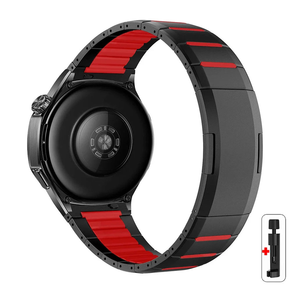 Premium Steel Watch Strap with Silicone Band - Elegant and Versatile Bracelet in 46mm Size