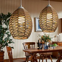 Lamps Shade Light Cover Pendant Woven Rattan Ceiling Chandelier Lampshade Shades Hanging For Indoor Kitchen Cafe Restaurant 1