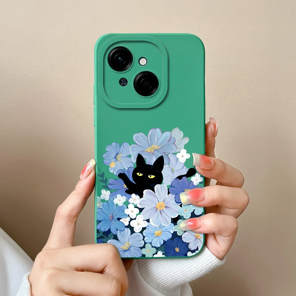 Colorful Pattern Liquid Silicone Case with Lens Protection