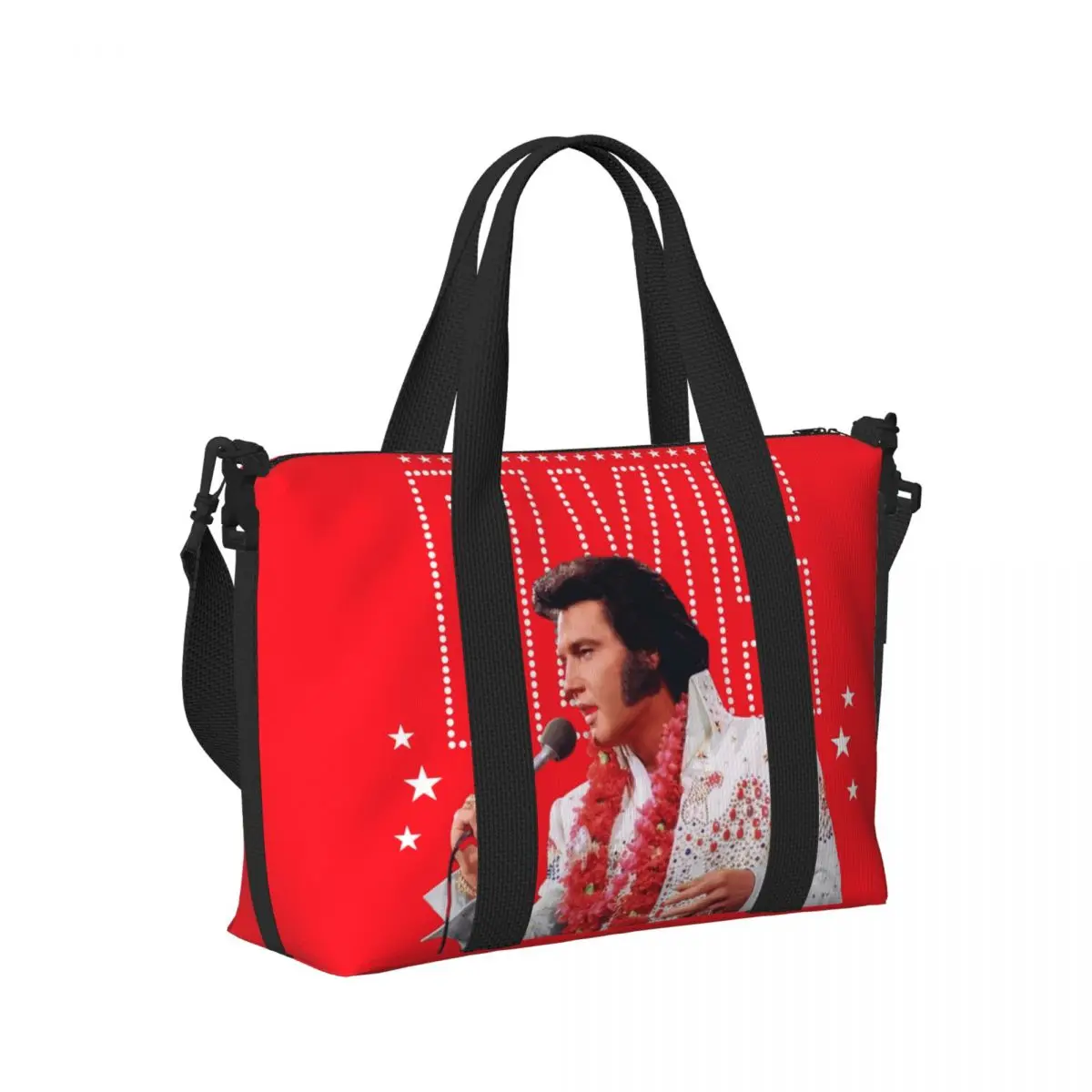 Custom Elvis And Rock King Tote Bag Women Large Capacity American Singer Actor Gym Beach Shoulder Travel Bag 3