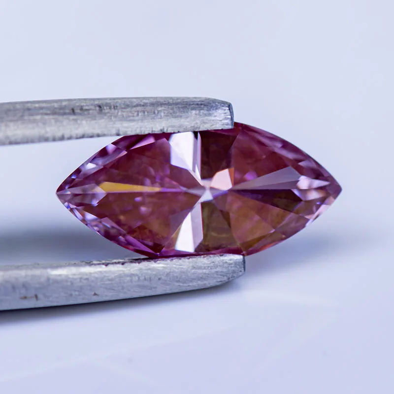 Moissanite Stone Gemstone Sakura Pink Color Marquise Cut Lab Grown Diamond Charms Woman Jewelry Making with GRA Certificate