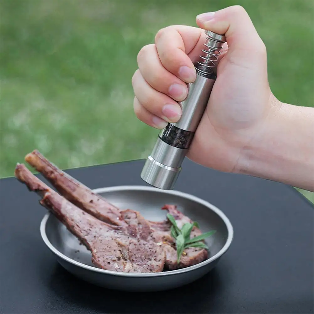 

New Manual Stainless Steel Pepper Grinder Modern Push Button Salt Pepper Grinders Fits In Home Kitchen Barbecue