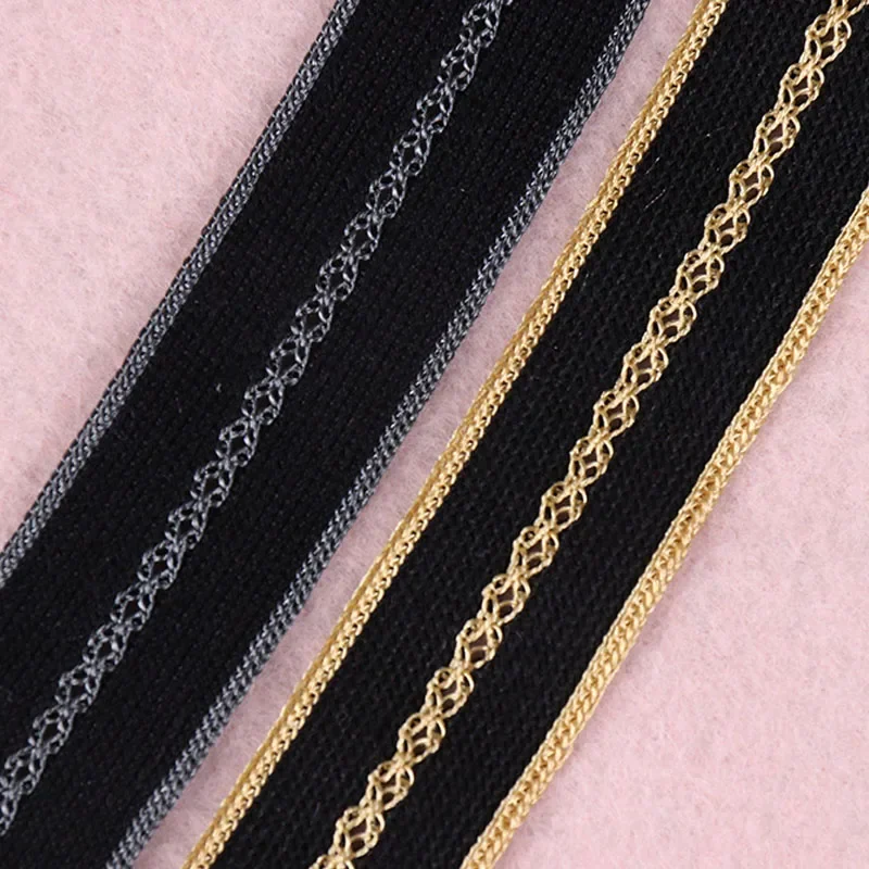 5 Yards Cotton Knitted Mercerized Ribbon 20mm Decoration Trim Silver Gold for Pant Tops Skirt Garment Sewing Accessories