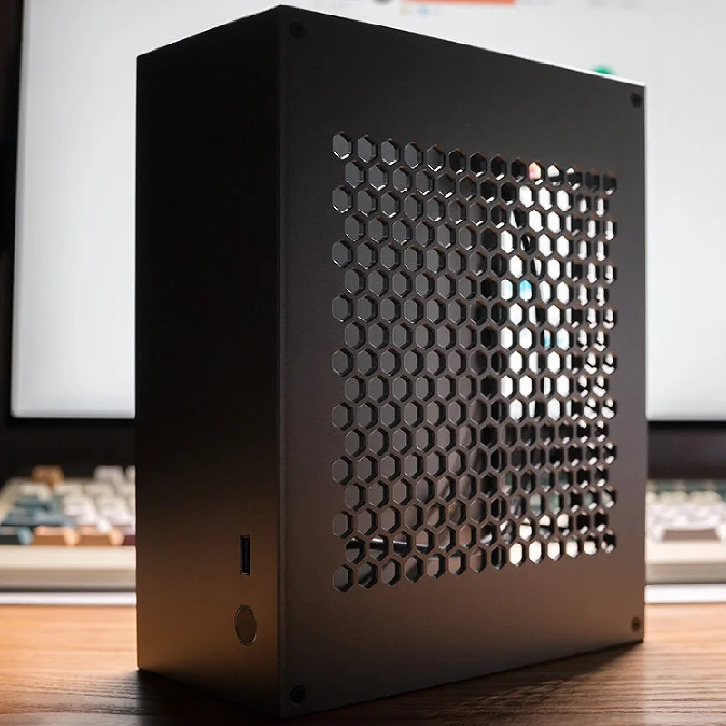 Bug-b1 하프하이트 GPU 카드 미니 ITX 섀시 알루미늄 합금, 1U 파워 서플라이 및 4050/4060mm 하프하이트 그래픽 카드 지원
