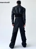 Mauroicardi Spring Autumn Cropped Pu Leather Jacket Men Long Sleeve Zipper Luxury Designer Clothes Runway European Fashion 2023 2