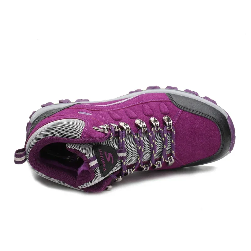 Winter High Top Women Hiking Waterproof Trekking Boots Mountain Climbing Shoes Sports Rubber Sole Shoes Nubuck Men Couple hiking shoes