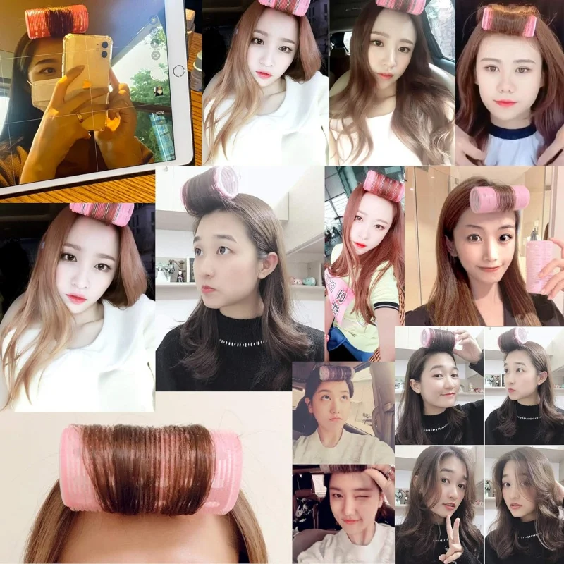 Hair Styling Tool Hair Curling Tools 6Pcs Randomly Color Aluminum Core Long Hair Curler Bang Roller Korean Self Grip Jumbo