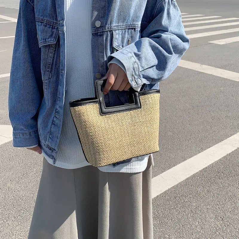 Fashion Women Summer Messenger Cross Body Weave Straw Tote Bag Beach Casual Shoulder Bag Handbag Basket Shopping Bags 2022 New