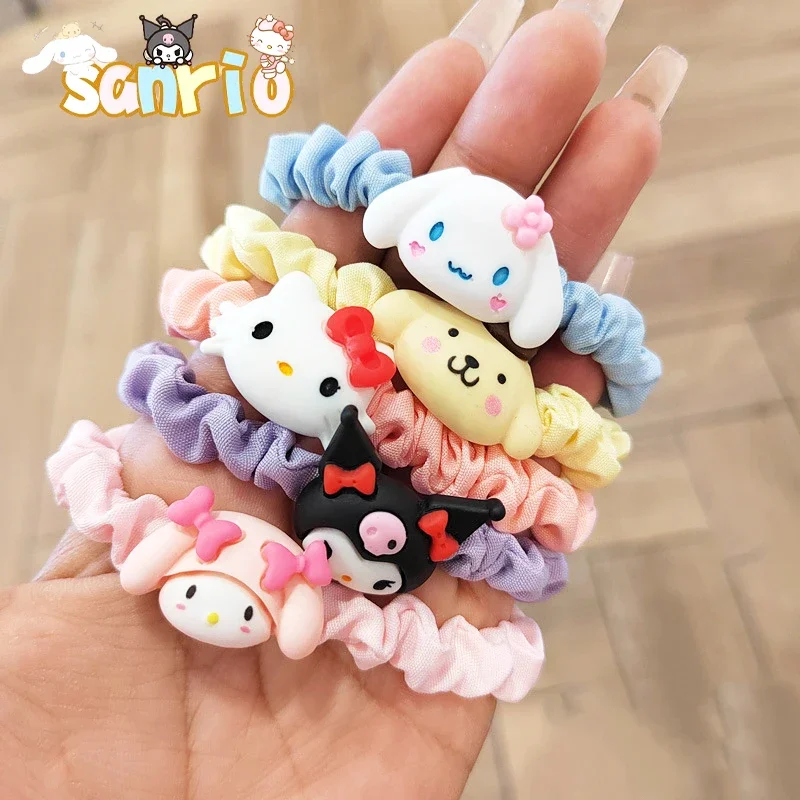 

Kawaii Sanrio Hello Kitty Hair Band Kuromi My Melody Cute Cartoon Hair Band Girl Elastic Hand Rope Ponytail Hair Accessories