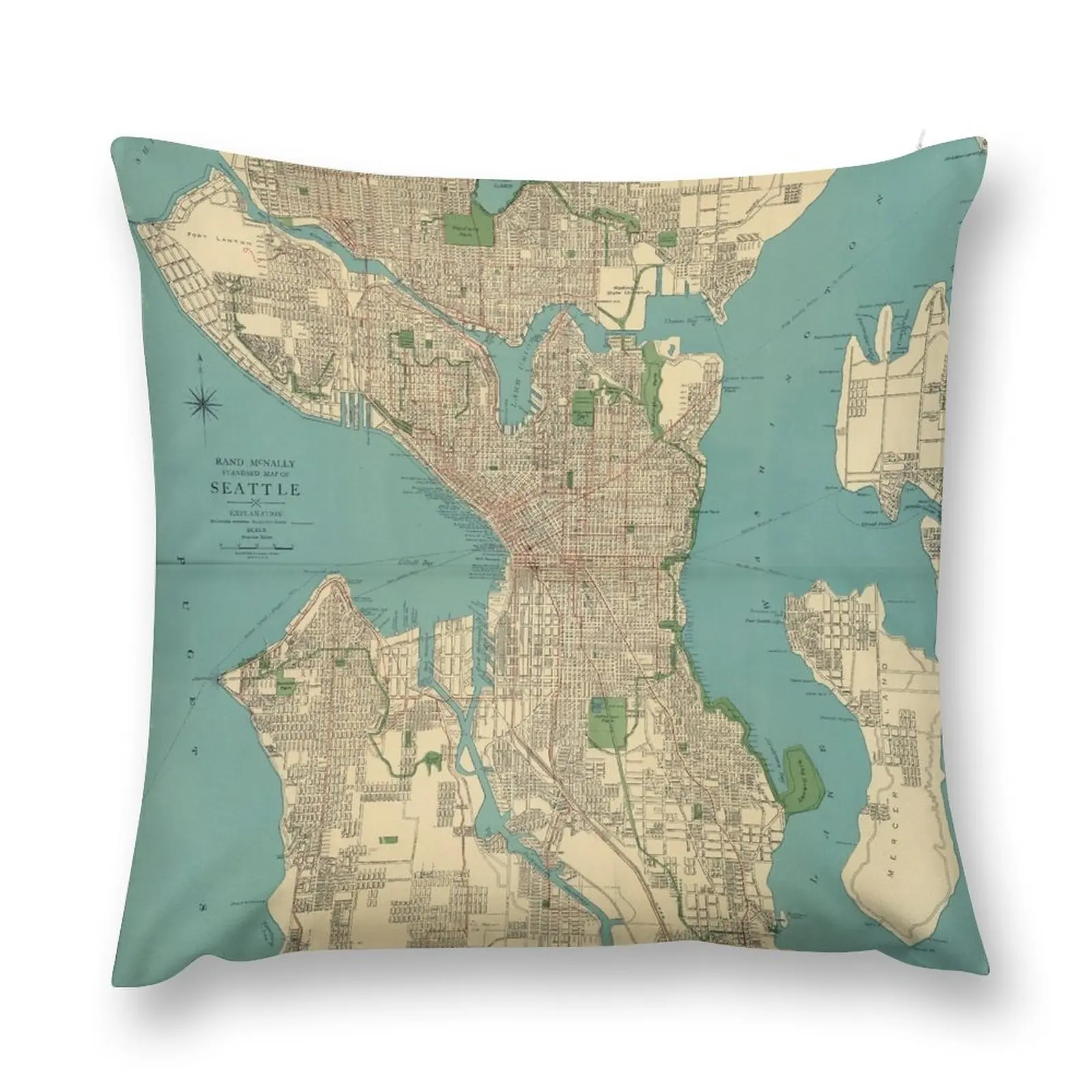 

Seattle Vintage Map | Full Color Throw Pillow Decorative Cushions For Luxury Sofa christmas pillow case