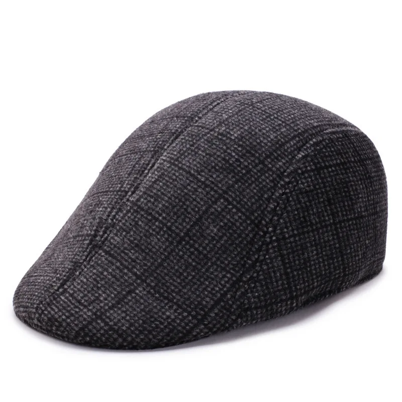 Autumn and checkered duck hat brushed fabric warm beret classic winter cap_voghion.com
