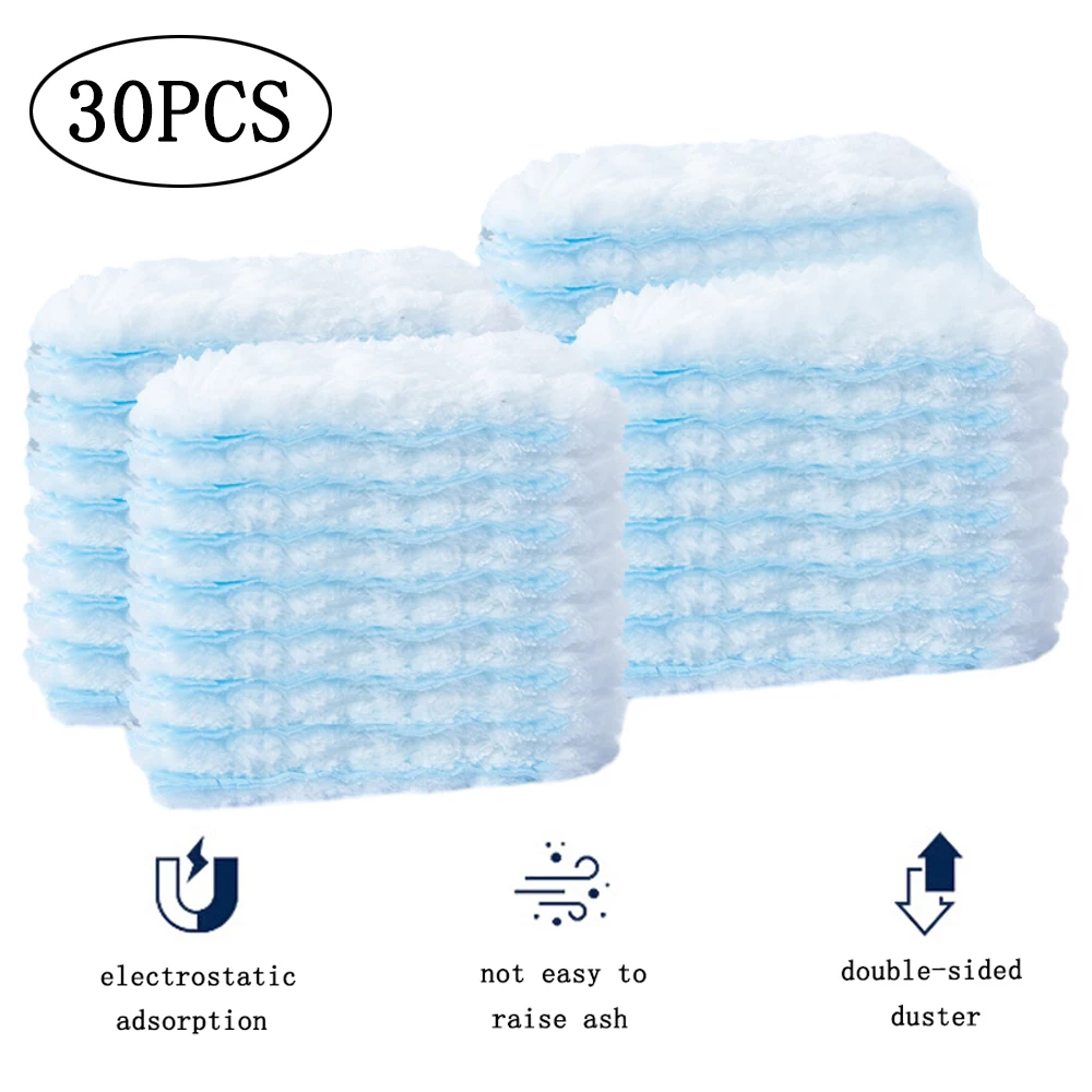 30Pcs Dust Magnet Cloth Dust Brush Electrostatic Absorbent Fiber Duster Air-condition Car Furniture Clean Microfiber with Handle