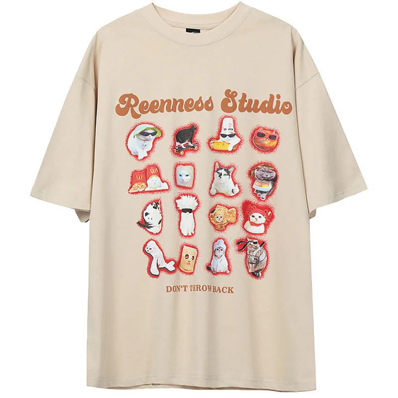 

Men Summer O-neck Vintage Loose Tops Women Print Short Sleeve t shirts Unisex 100%Cotton T Shirt 2023 Oversize Hip Hop T-shirts