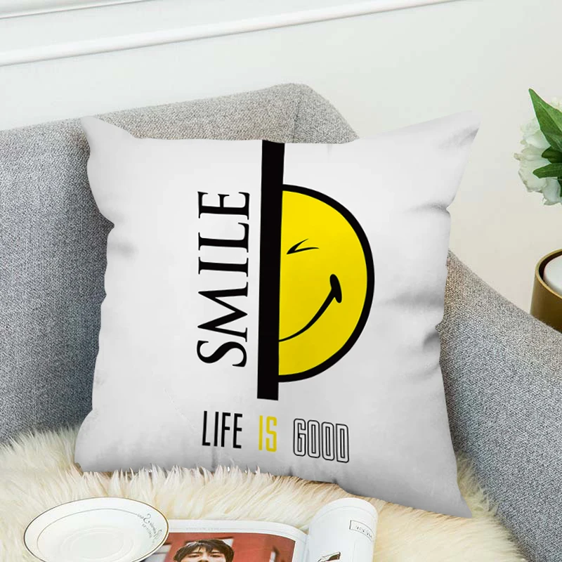 

Pillow Covers for Bed Pillows Smiling Face Chair Cushion Cover 45x45cm Pillowcases 40*40 Decor Pillowcase 45*45 Room Cushions