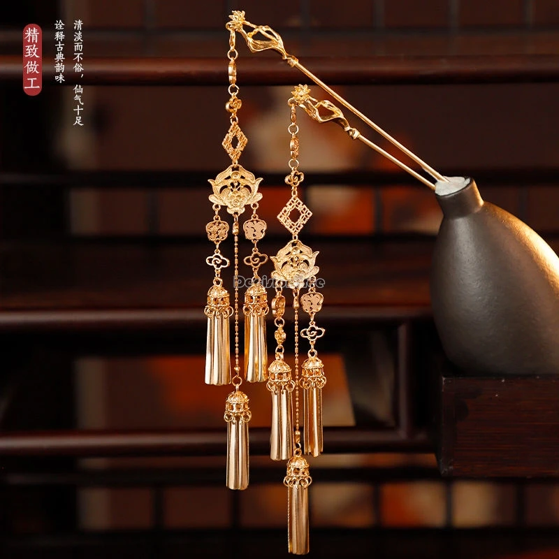 Chinese Ancient Style Headwear Headpiece Long Tassel Hairpin Ming Hairpin Hanfu Accessories