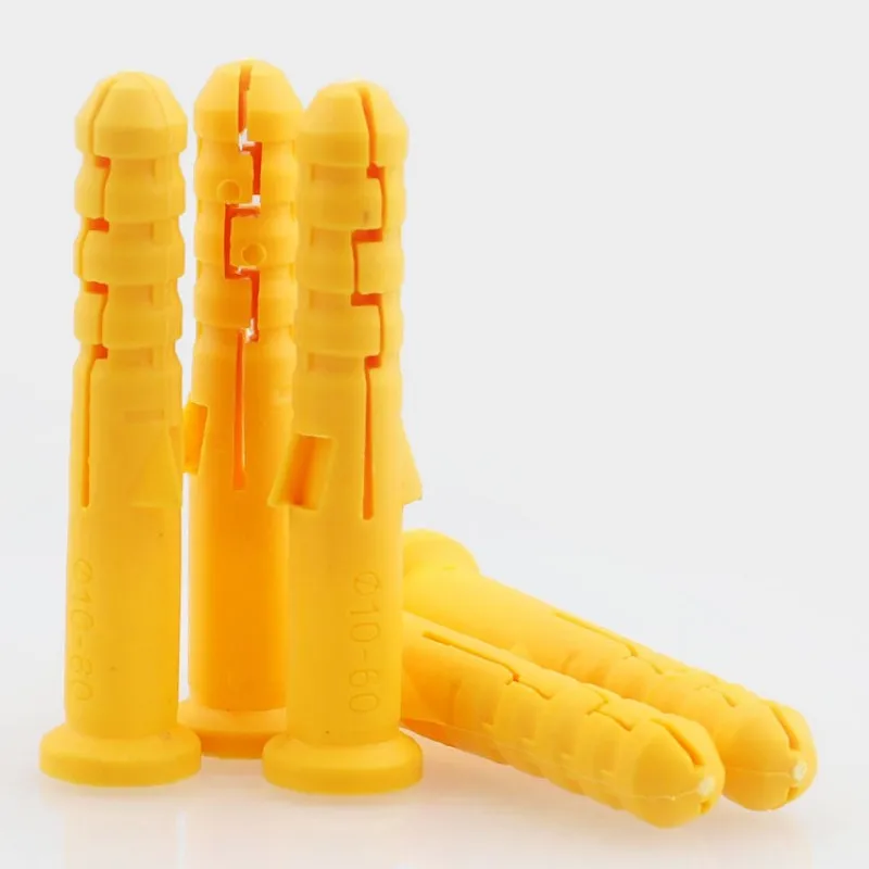 100/200Pcs M6 M8 M10 Ribbed Plastic Anchor Wall Plastic Expansion Pipe Tube Wall Plugs For Self-tapping Screws
