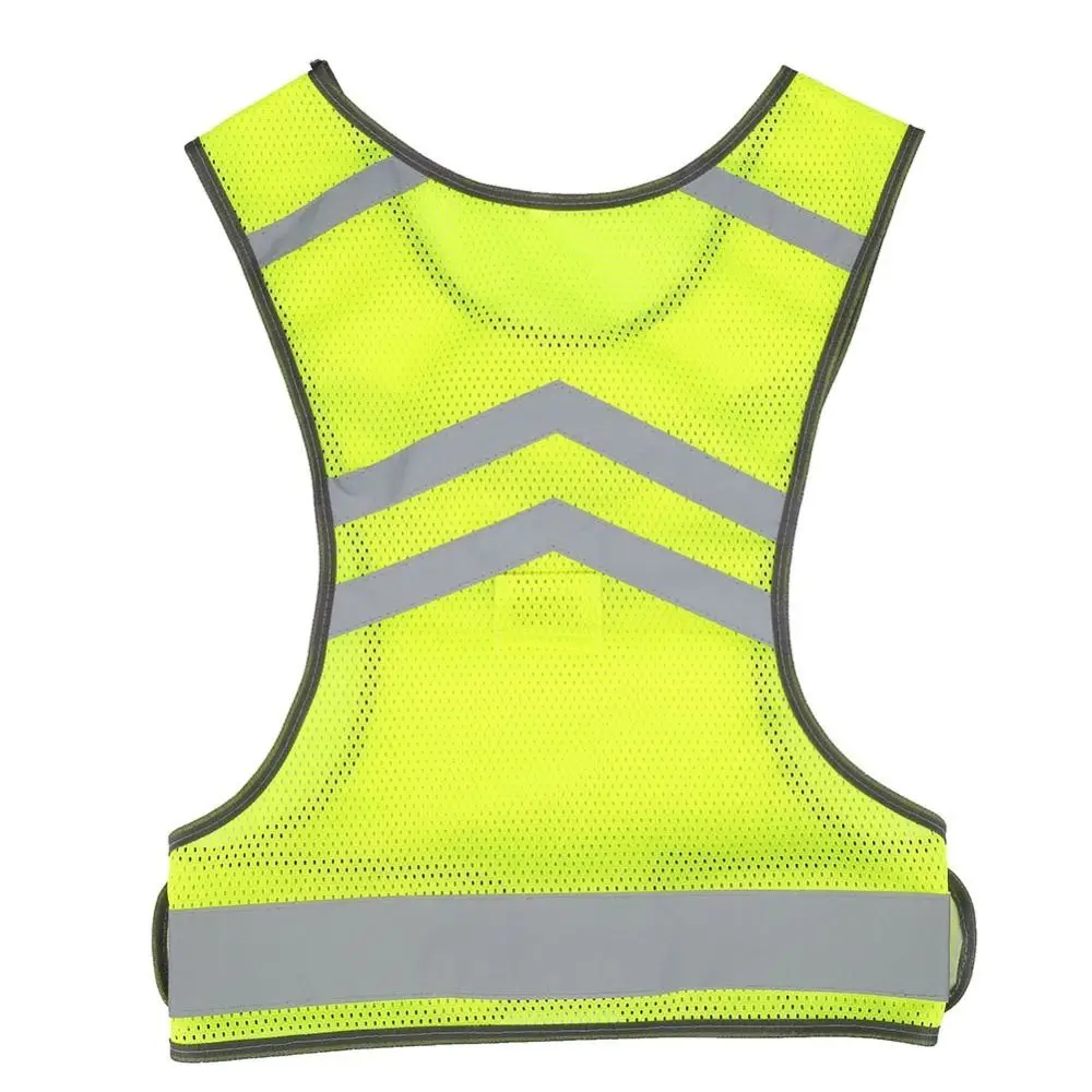 Cycling Reflective Clothing Green Reflective Clothes No Sleeve One Size With Strips Safety Vest Construction