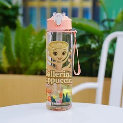 Italian Cartoon Sports Water Bottle - 750ML Outdoor Drinking Cup, Perfect Christmas Gift - 750ML (Pink)